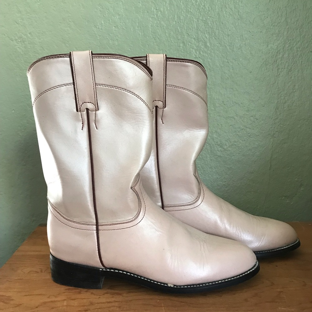 Vintage Justin Pink Leather Cowboy Boots